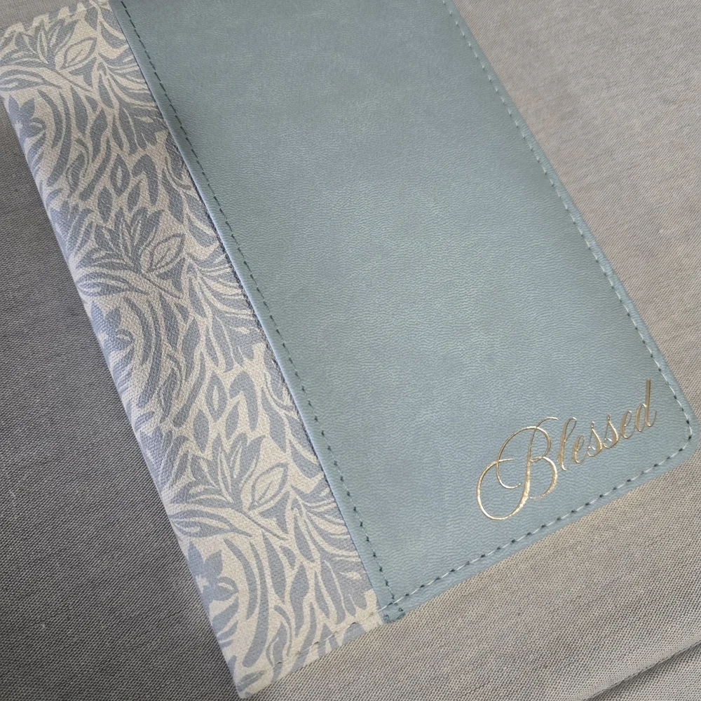 Blessed Script Light Blue Floral Hardcover Journal